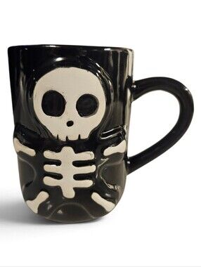 NWOT Booville! Black Skeleton Ceramic Mug